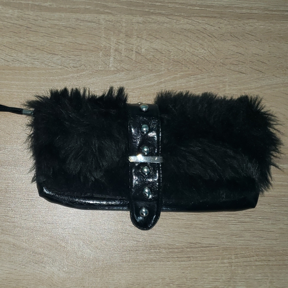 Faux Fur Wristlet Evening Clutch
